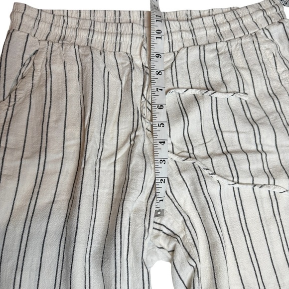 Linen Blend PullOn Pants Nautical Wide Leg Beach Striped Beige SZ L Lagenlook - Picture 7 of 10